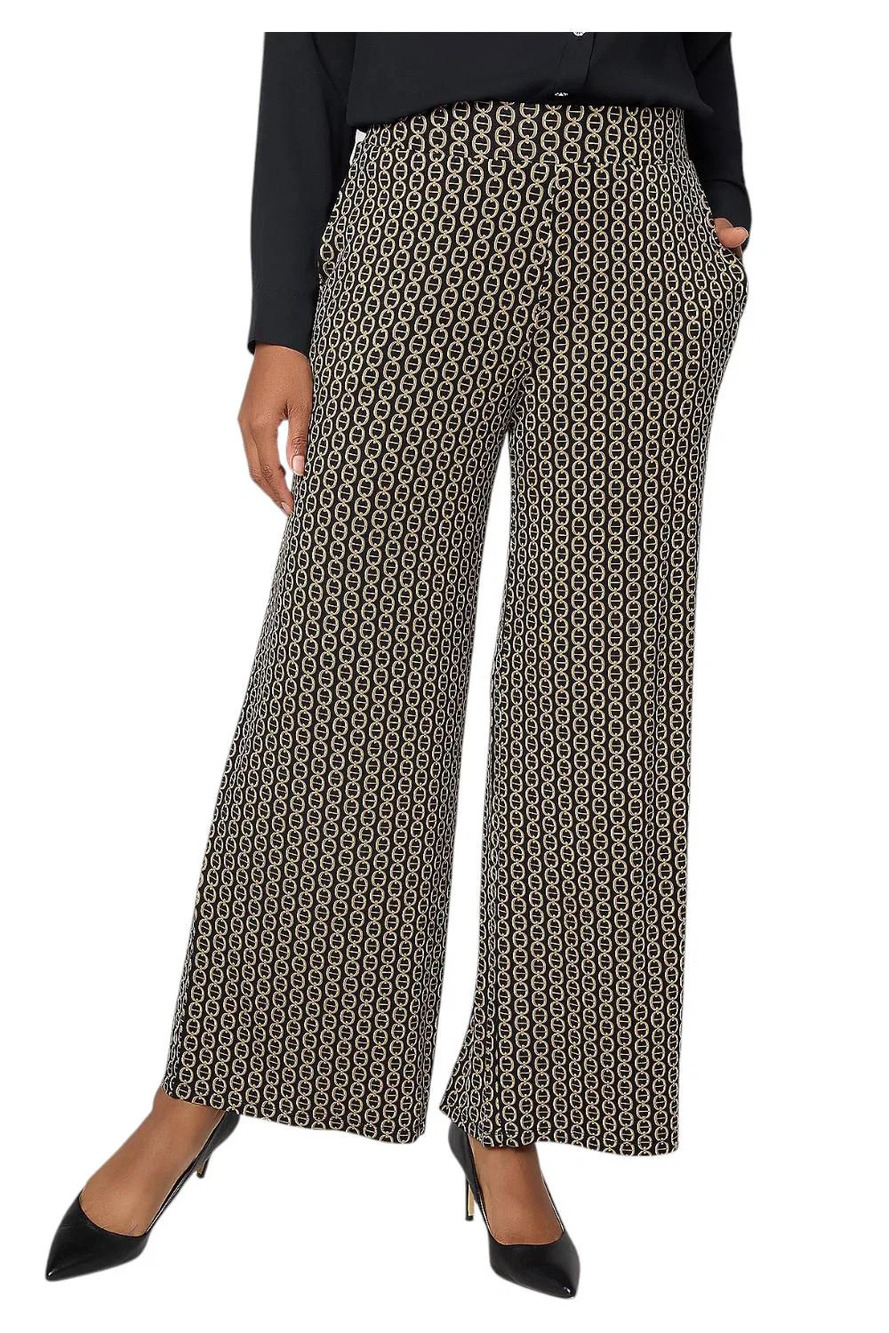 Joan Rivers Women's Full Length Palazzo Pants Blk/Tan - Regular